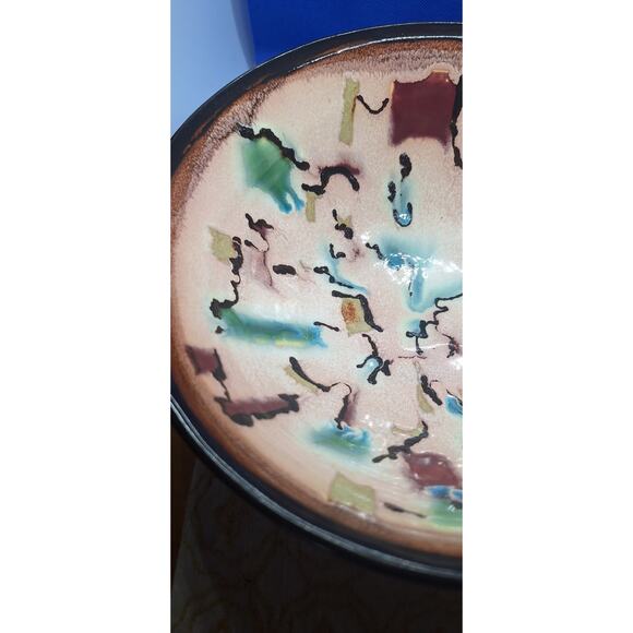 Abstract Ceramic "Makai" Bowl By Lake Havasu Artisan Linda Gromov- Excellent! - Picture 8 of 9